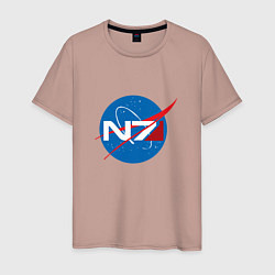 Футболка хлопковая мужская NASA N7, цвет: пыльно-розовый