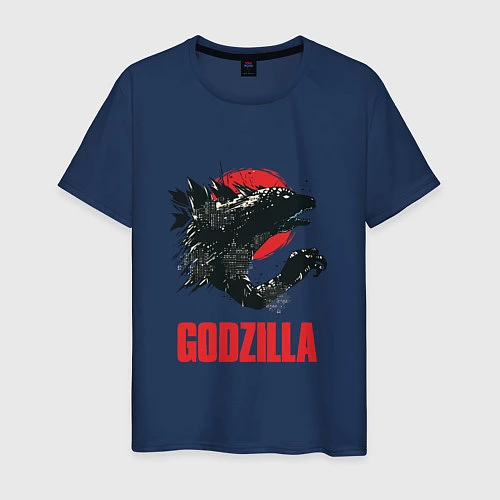Мужская футболка Godzilla: Red Sun / Тёмно-синий – фото 1