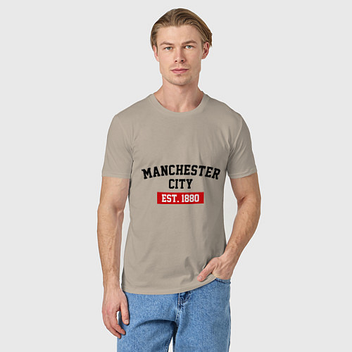 Мужская футболка FC Manchester City Est. 1880 / Миндальный – фото 3