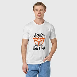 Футболка хлопковая мужская Rise & Seek the Fire, цвет: белый — фото 2
