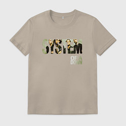 Футболка хлопковая мужская System of a Down, цвет: миндальный