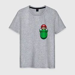 Футболка хлопковая мужская Марио в кармане, цвет: меланж