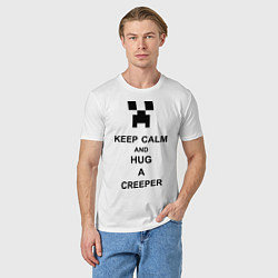 Футболка хлопковая мужская Keep Calm & Hug A Creeper, цвет: белый — фото 2