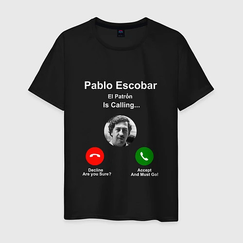 Мужская футболка Escobar is calling / Черный – фото 1