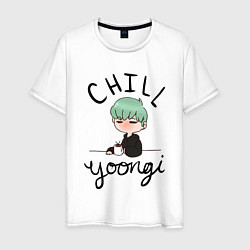 Футболка хлопковая мужская Chill Yoongi, цвет: белый