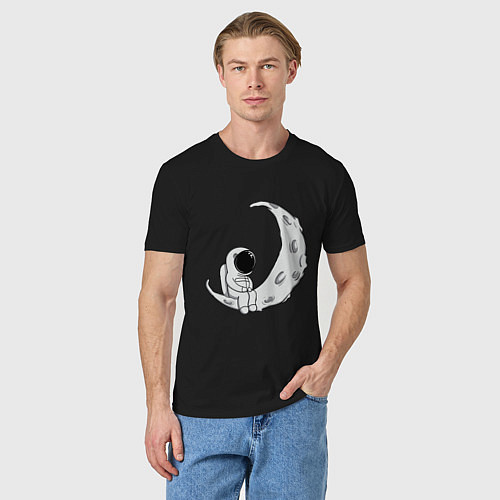 Мужская футболка Космонавт на Луне / Черный – фото 3