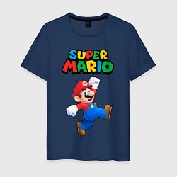 Футболка хлопковая мужская Super Mario, цвет: тёмно-синий