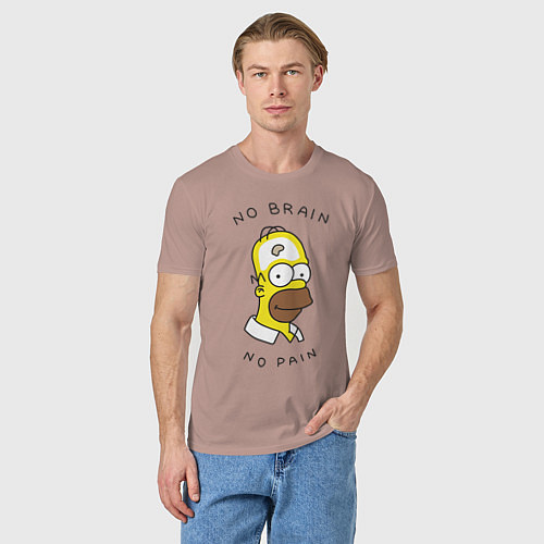 Мужская футболка No brain, No pain / Пыльно-розовый – фото 3