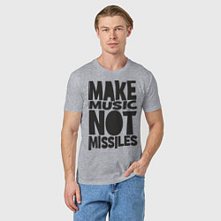 Футболка хлопковая мужская Make Music Not Missiles, цвет: меланж — фото 2