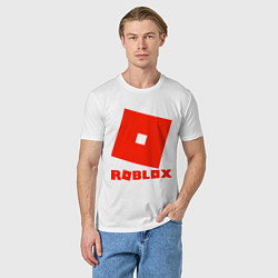 Футболка хлопковая мужская Roblox Logo, цвет: белый — фото 2