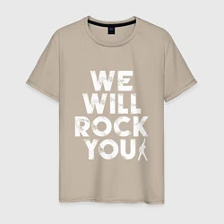 Футболка хлопковая мужская We Wil Rock You, цвет: миндальный