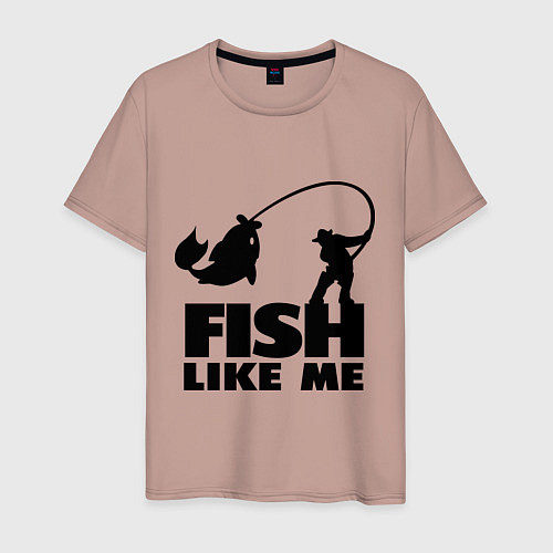 Мужская футболка Fish like me / Пыльно-розовый – фото 1