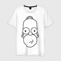 Футболка хлопковая мужская Homer Face, цвет: белый