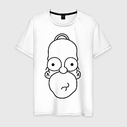 Футболка хлопковая мужская Homer Face, цвет: белый