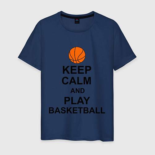 Мужская футболка Keep Calm & Play Basketball / Тёмно-синий – фото 1