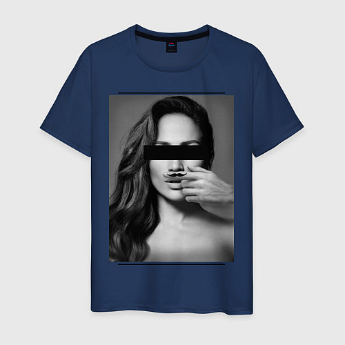 Мужская футболка Усы Дженнифер Лопес / Тёмно-синий – фото 1