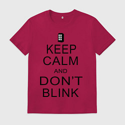 Футболка хлопковая мужская Keep Calm & Don't Blink, цвет: маджента