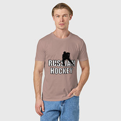 Футболка хлопковая мужская Russian hockey, цвет: пыльно-розовый — фото 2