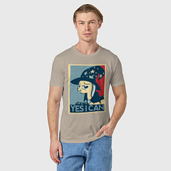 Футболка хлопковая мужская MLP: Yes I Can, цвет: миндальный — фото 2