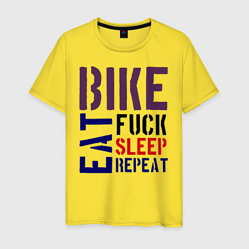 Мужская футболка Bike eat sleep repeat / Желтый – фото 1