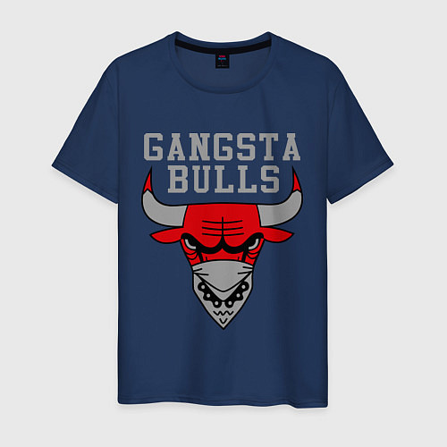 Мужская футболка Gangsta Bulls / Тёмно-синий – фото 1