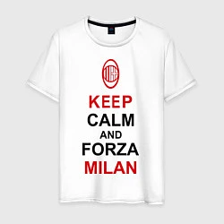 Футболка хлопковая мужская Keep Calm & Forza Milan, цвет: белый
