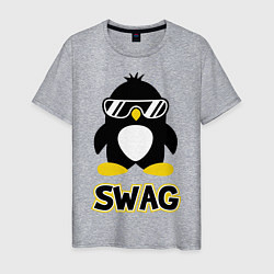 Футболка хлопковая мужская SWAG Penguin цвета меланж — фото 1