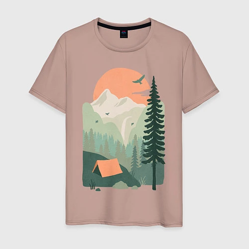 Мужская футболка Wood Adventure / Пыльно-розовый – фото 1