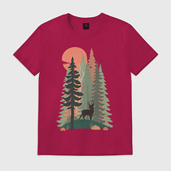 Футболка хлопковая мужская Forest Adventure, цвет: маджента
