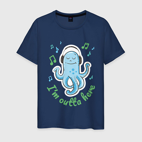 Мужская футболка Довольный осьминог / Тёмно-синий – фото 1