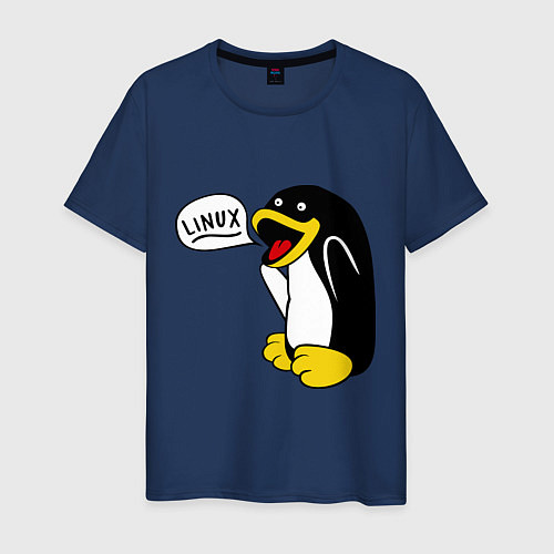 Мужская футболка Пингвин: Linux / Тёмно-синий – фото 1