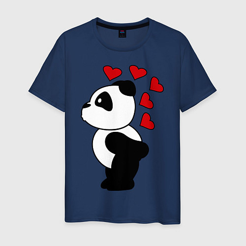 Мужская футболка Поцелуй панды: для него / Тёмно-синий – фото 1