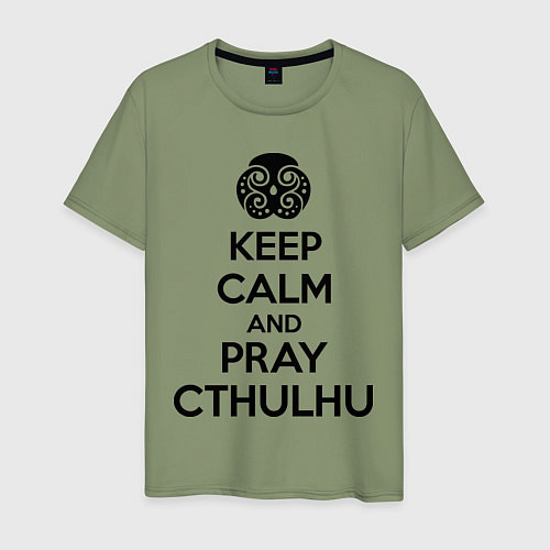 Мужская футболка Keep Calm & Pray Cthulhu / Авокадо – фото 1