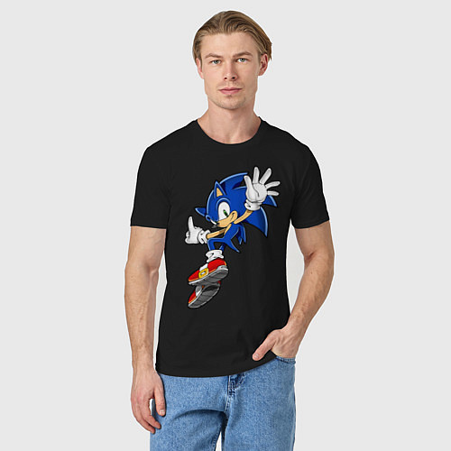 Мужская футболка Sonic / Черный – фото 3