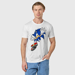 Футболка хлопковая мужская Sonic, цвет: белый — фото 2
