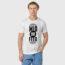 Футболка хлопковая мужская Mid or feed, цвет: белый — фото 2