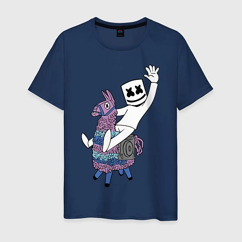 Мужская футболка Marshmello x Llama / Тёмно-синий – фото 1