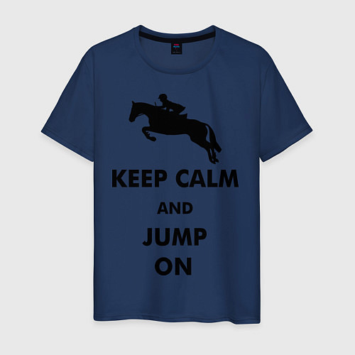 Мужская футболка Keep Calm & Jump On / Тёмно-синий – фото 1