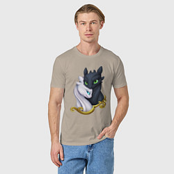 Футболка хлопковая мужская Дневная и ночная фурия, цвет: миндальный — фото 2