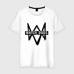Футболка хлопковая мужская Watch Dogs: Black Logo, цвет: белый