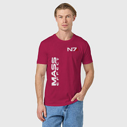Футболка хлопковая мужская MASS EFFECT N7, цвет: маджента — фото 2