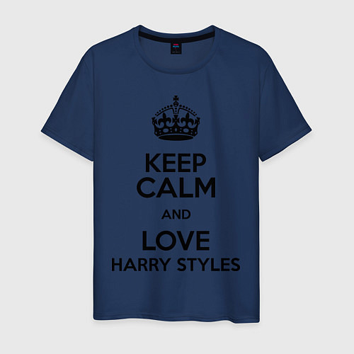 Мужская футболка Keep Calm & Love Harry Styles / Тёмно-синий – фото 1