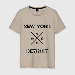 Футболка хлопковая мужская NY Detroit, цвет: миндальный