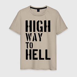 Футболка хлопковая мужская High way to hell, цвет: миндальный