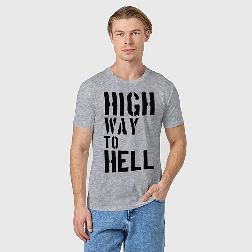 Мужская футболка High way to hell / Меланж – фото 3