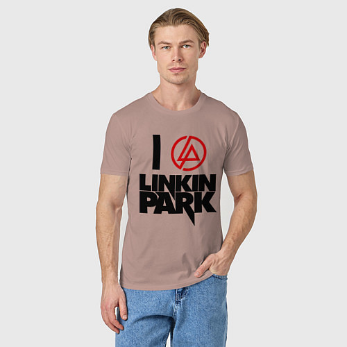 Мужская футболка I love Linkin Park / Пыльно-розовый – фото 3