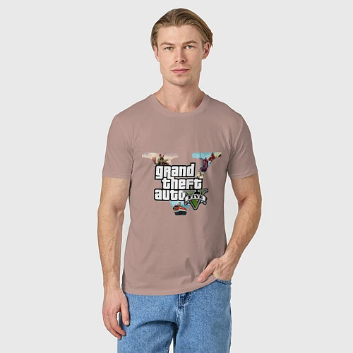 Мужская футболка GTA 5: City / Пыльно-розовый – фото 3