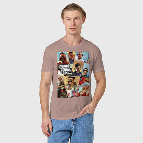 Мужская футболка GTA 5: Stories / Пыльно-розовый – фото 3