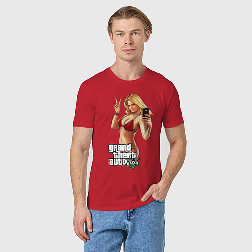 Мужская футболка GTA V: Selfie / Красный – фото 3