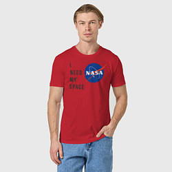Футболка хлопковая мужская Nasa i need my space, цвет: красный — фото 2